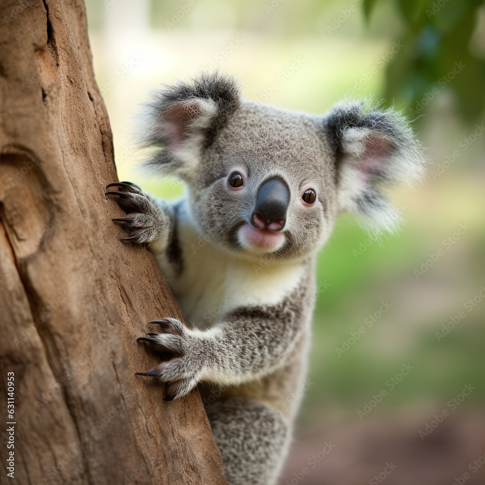 Fototapeta premium koala in a tree; generative AI illustration