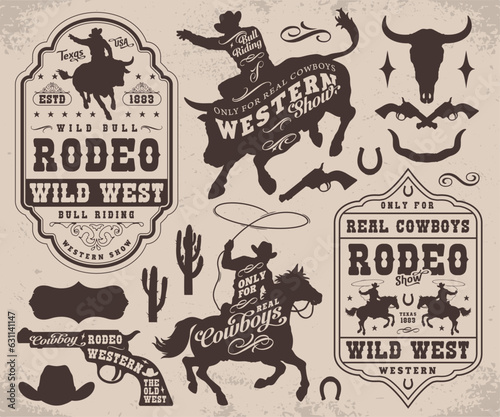 Wild west monochrome set flyers