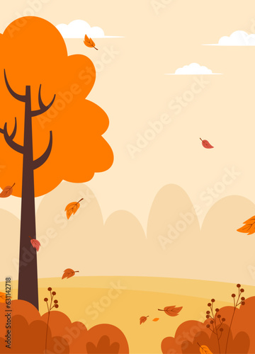 Flat autumn background portrait vector design