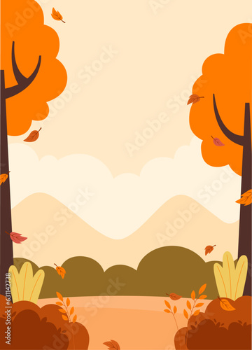 Flat autumn background portrait vector design