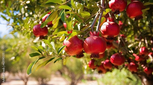  a tree filled with lots of red fruit on top of it.  generative ai