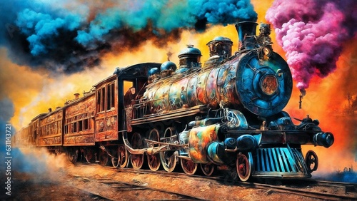 colorful steam train 