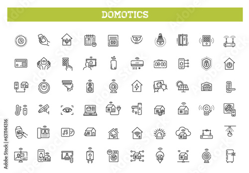 Domotics Icons . Linear dot style Icons. Vector illustration