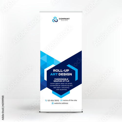 Roll-up design, creative geometric background, template for advertising, seminars, presentations, exhibitions