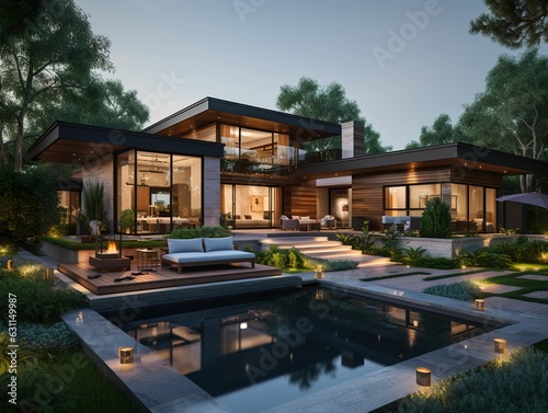 Modern luxury house with outdoor infinity pool, luxury villa design with pool, modern luxury villa design with pool