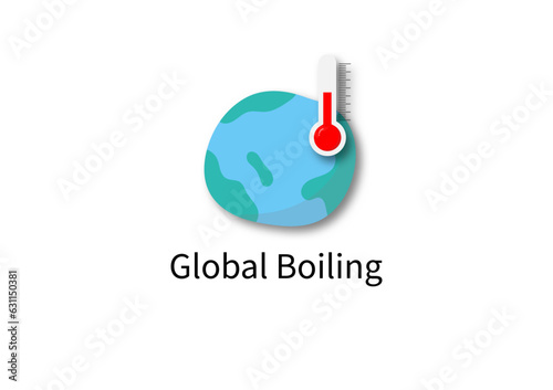 Global warming or boiling. Thermometer with earth on white background. Climate change.