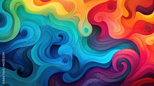 Colorful swirls and waves, background, painting illustration, generative AI