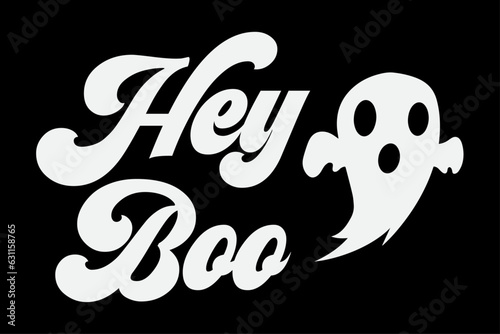 Hey Boo Retro Groovy Funny Halloween T-Shirt Design