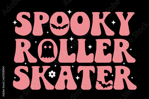 Spooky Roller Skater Retro Groovy Funny Halloween T-Shirt Design