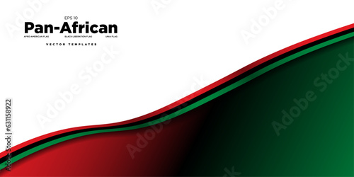 3d Rendered Pan-African Flag Ribbon gradient banner template. Afro American flag, Black Liberation flag, UNIA flag. Pan african color gradient. Juneteenth. Vector Illustration. EPS 10.
