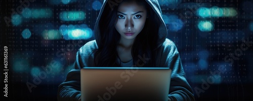 Digital Vanguard - Women in IT, Woman Hacker Hacking, Diversity Everywhere,  artificial intelligence, cybersecurity, virtual, digital, world, innovative, coding, programming, cyber, virtual world photo