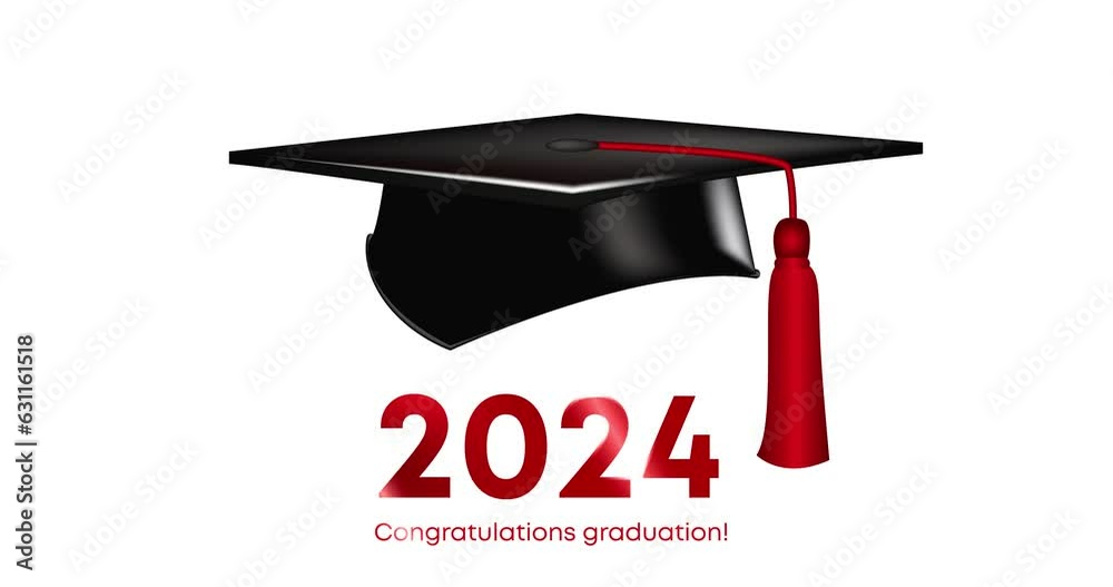 Congratulations graduation. Class of 2024. Graduation cap and confetti ...