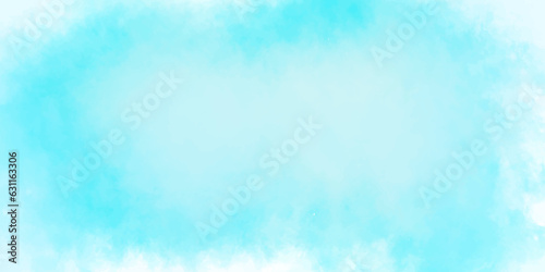 Blue sky Abstract watercolor digital art painting for texture background. Brush painted watercolor shades bright and blue cloudy sky Vintage water color splash template or canvas for design .