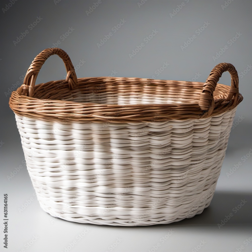 Obraz premium Wicker Basket, Woven Basket with Handles