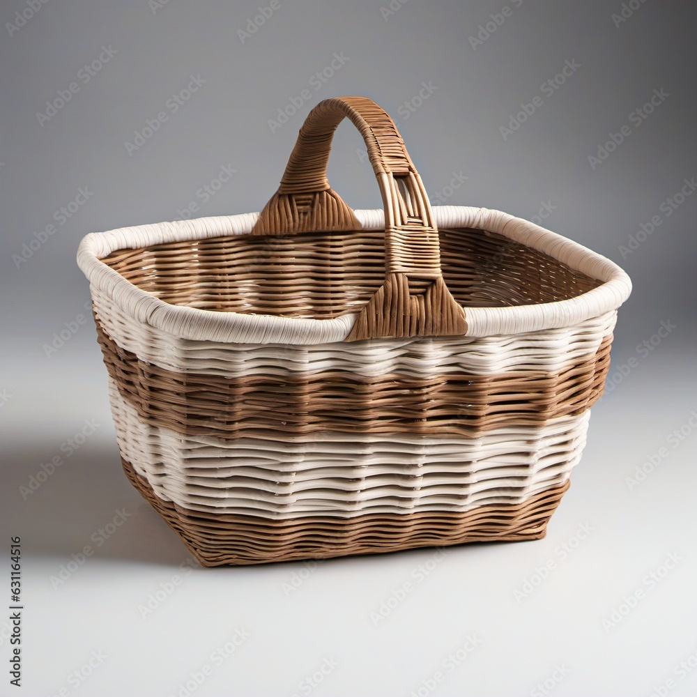 Obraz premium Wicker Basket, Woven Basket with Handles