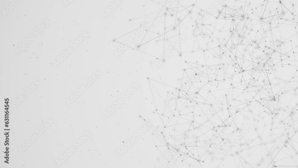 Abstract geometric background with moving lines, dots and triangles. Science, medicine technology. Digital Research Medical Connection. Artificial Intelligence, Blockchain, Big Data, Network Security