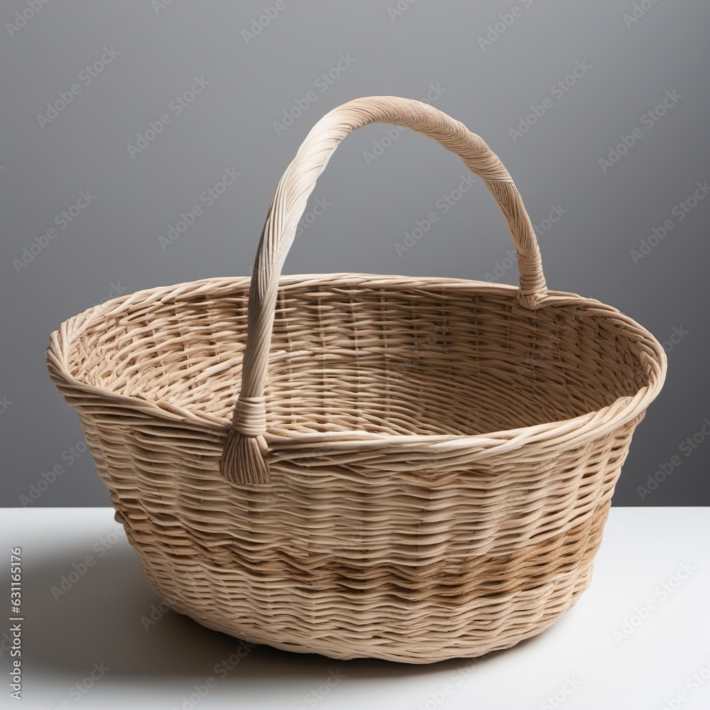 Obraz premium Wicker Basket, Woven Basket with Handles
