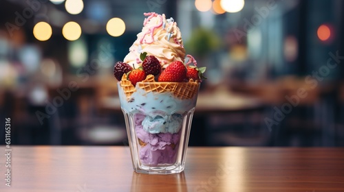 ice cream cup isolated on blurred background