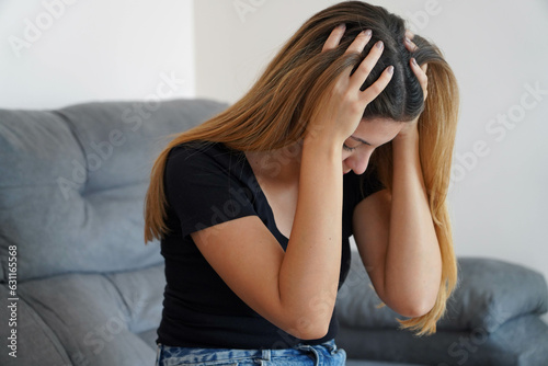Papier peint Desperate frustrated woman suffering from depression