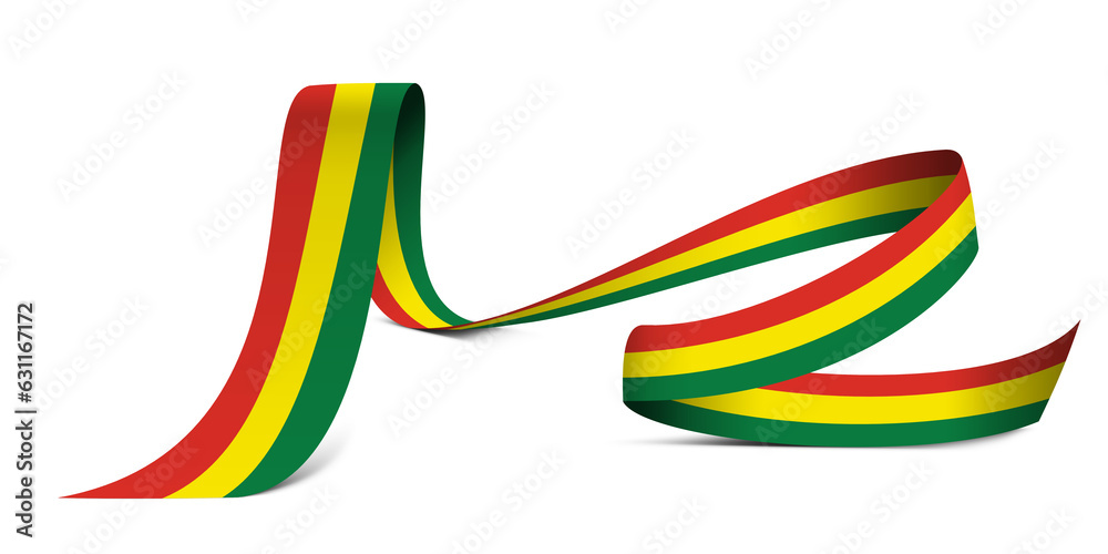 3D illustration. Flag of Bolivia on a fabric ribbon background. 3D illustration. Flag of Bolivia on a fabric ribbon background.