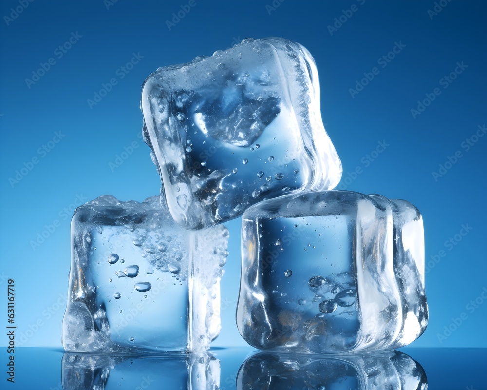 Obraz premium ice cubes isolated on blue background