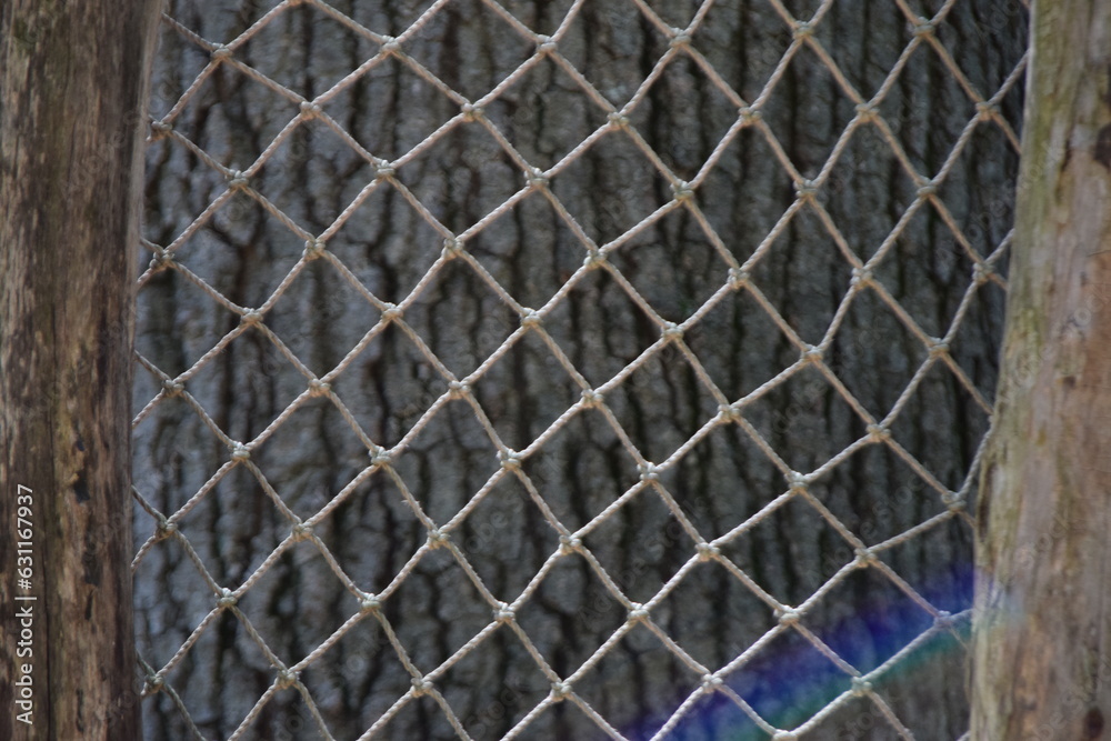 Fototapeta premium laid rope seamless net with tree bark background