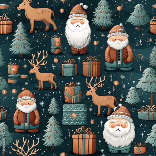 christmas seamless pattern with snowman