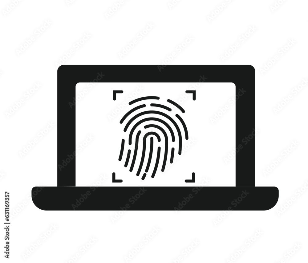 Secure computer icon with fingerprint.
Secure computer icon with fingerprint.