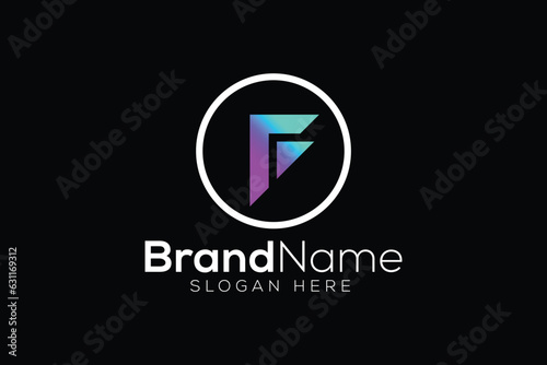 Trendy and Professional Colorful letter F technology logo design vector template