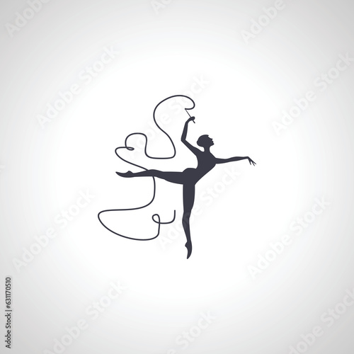 gymnast with ribbon Silhouette. gymnast isolated icon