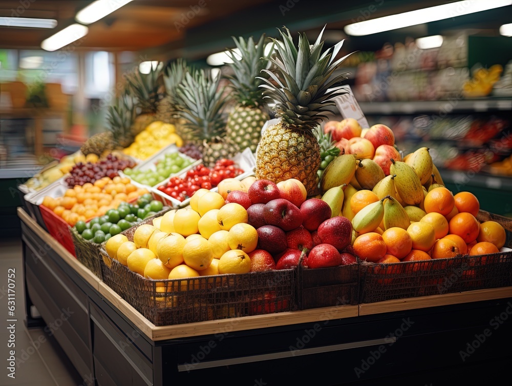 fruit market stall. Generative AI