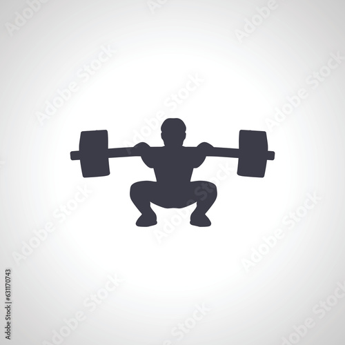 silhouette of weightlifter with barbell. weightlifting isolated icon