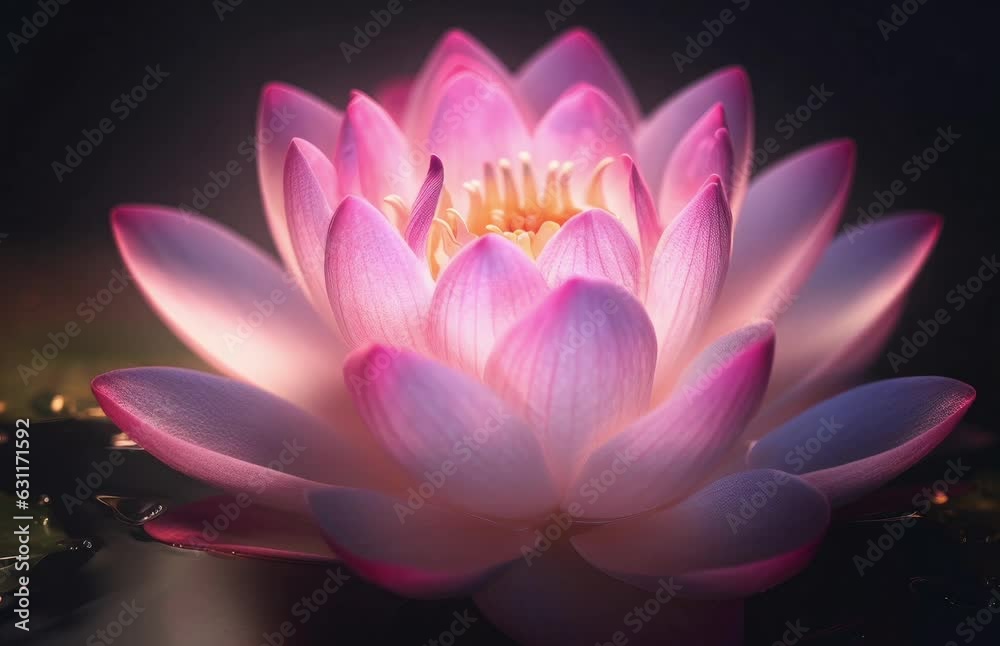 A beautiful pink water lily gracefully floating on calm water. Generative ai A beautiful pink water lily gracefully floating on calm water. Generative ai