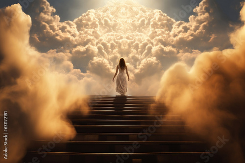 Ascending staircase leading to a heavenly light
