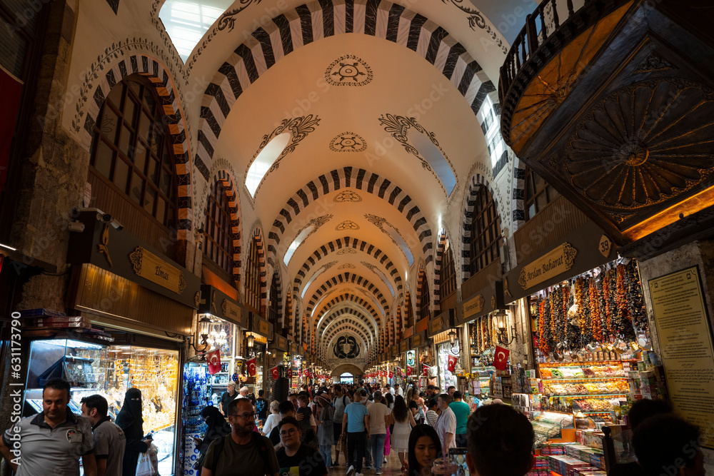 Naklejka premium Colorful Grand Bazaar Photos, Grand Bazaar (Kapalicarsi) Eminonu, Fatih Istanbul, Turkey (Turkiye)