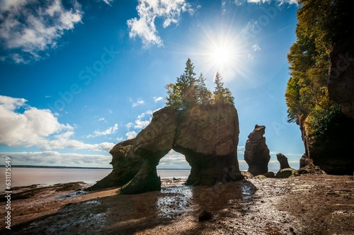 Picturesque scene of Hopewell Rocks Provincial Park in the Bay of Fundy, New Brunswick, Canada