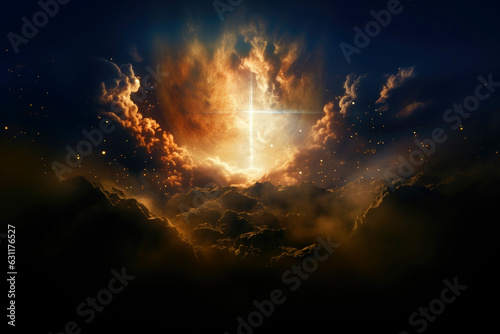 "In the beginning God created the heavens and the earth" Genesis 1:1. Fiery explosion on a dark background