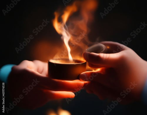 Ayahuasca plant with brunches and leaves. photo