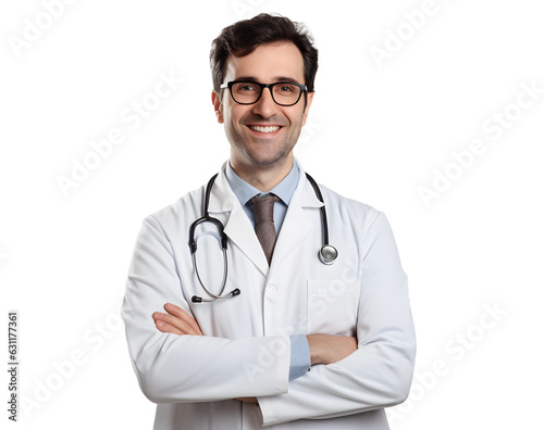 Portrait of smiling male doctor isolated transparent background. © natara