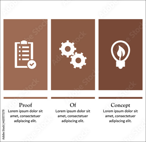 POC - Proof of concept acronym. Infographic template with icons