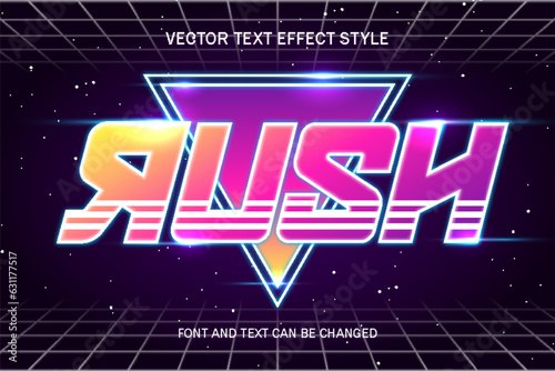 rush retrowave synthwave vaporize style typography editable text effect font style template background design