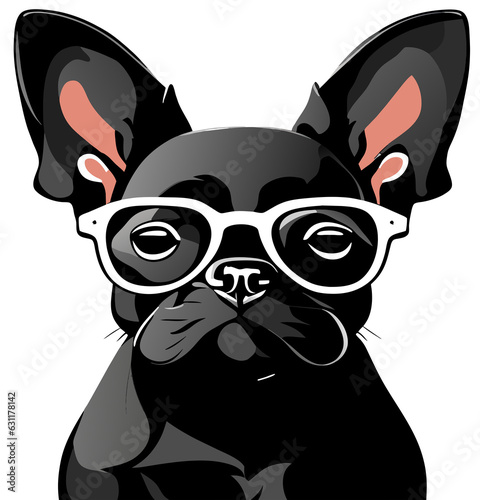 black dog withblack glasses photo