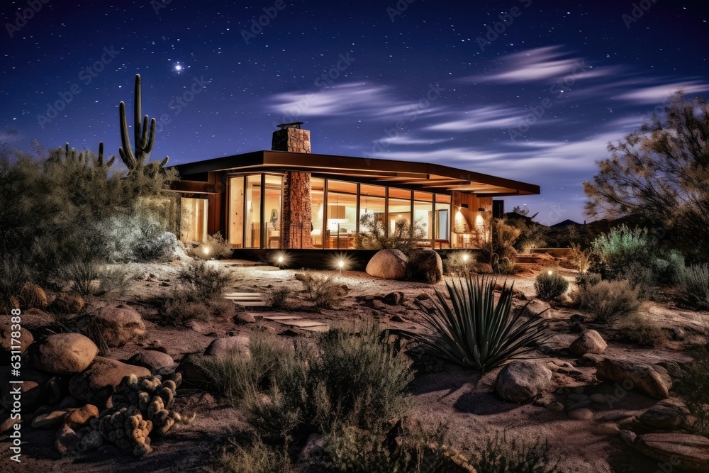Phoenix's backyard with a wonderful view as we can admire the created stars without light pollution. Generative AI Technology Phoenix's backyard with a wonderful view as we can admire the created stars without light pollution. Generative AI Technology