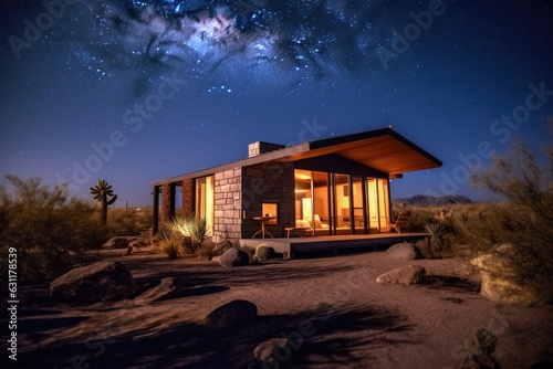 Phoenix's backyard with a wonderful view as we can admire the created stars without light pollution. Generative AI Technology 