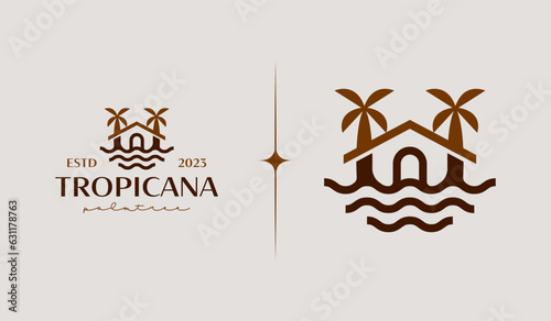 Palm House Resort Logo Template. Universal creative premium symbol. Vector illustration. Creative Minimal design template. Symbol for Corporate Business Identity