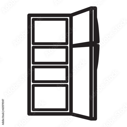 Freezer Icon, refrigerator, Freezer cold line icon, outline vector sign, linear style pictogram isolated on white. Refrigerator and snowflake symbol, logo illustration.