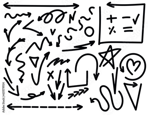Wallpaper Mural arrows in line style, arrows of different shapes for notepad design, vector arrows Torontodigital.ca