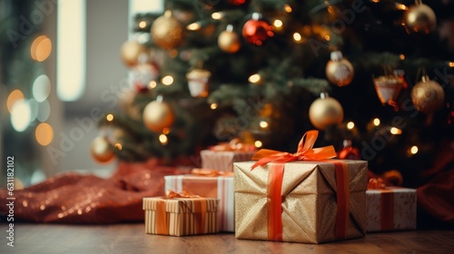 christmas tree with gift boxes