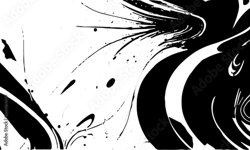 Grunge black abstract spots and shapes. Vector background