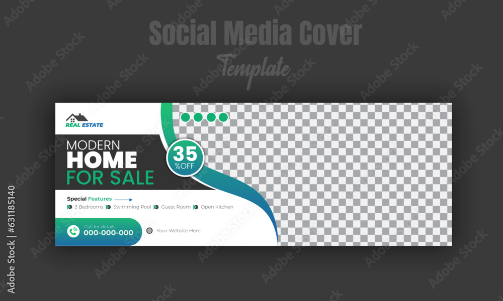 Real estate timeline cover banner design, corporate and modern home sale social media cover template, abstract, minimal, professional and modern promotion web banner for real estate company
